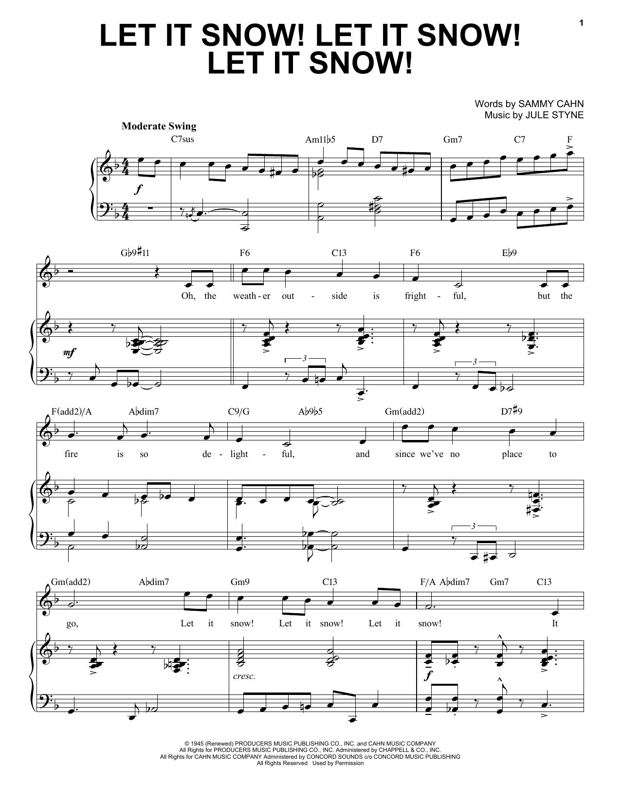 Download Jule Styne Let It Snow! Let It Snow! Let It Snow! [Jazz Version] (arr. Brent Edstrom) Sheet Music and learn how to play Piano & Vocal PDF digital score in minutes