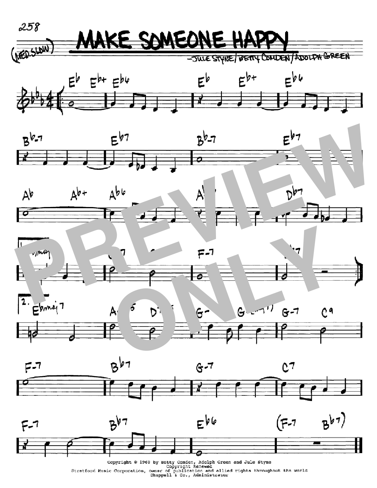 Download Jule Styne Make Someone Happy Sheet Music and learn how to play Real Book - Melody, Lyrics & Chords - C Instruments PDF digital score in minutes