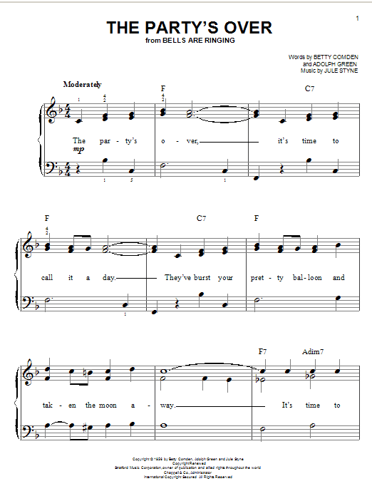 Download Jule Styne The Party's Over Sheet Music and learn how to play Ukulele with strumming patterns PDF digital score in minutes