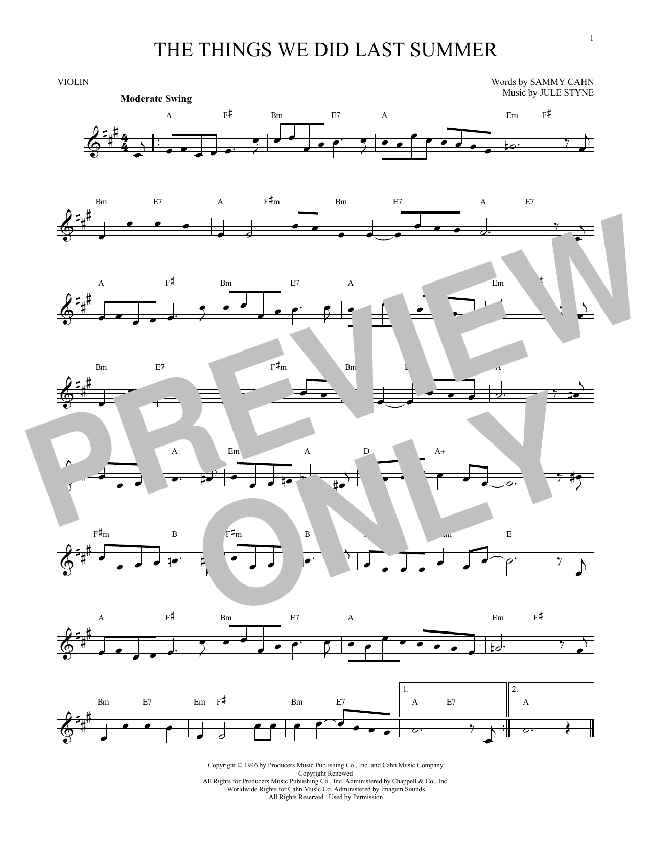 Download Jule Styne The Things We Did Last Summer Sheet Music and learn how to play Viola PDF digital score in minutes