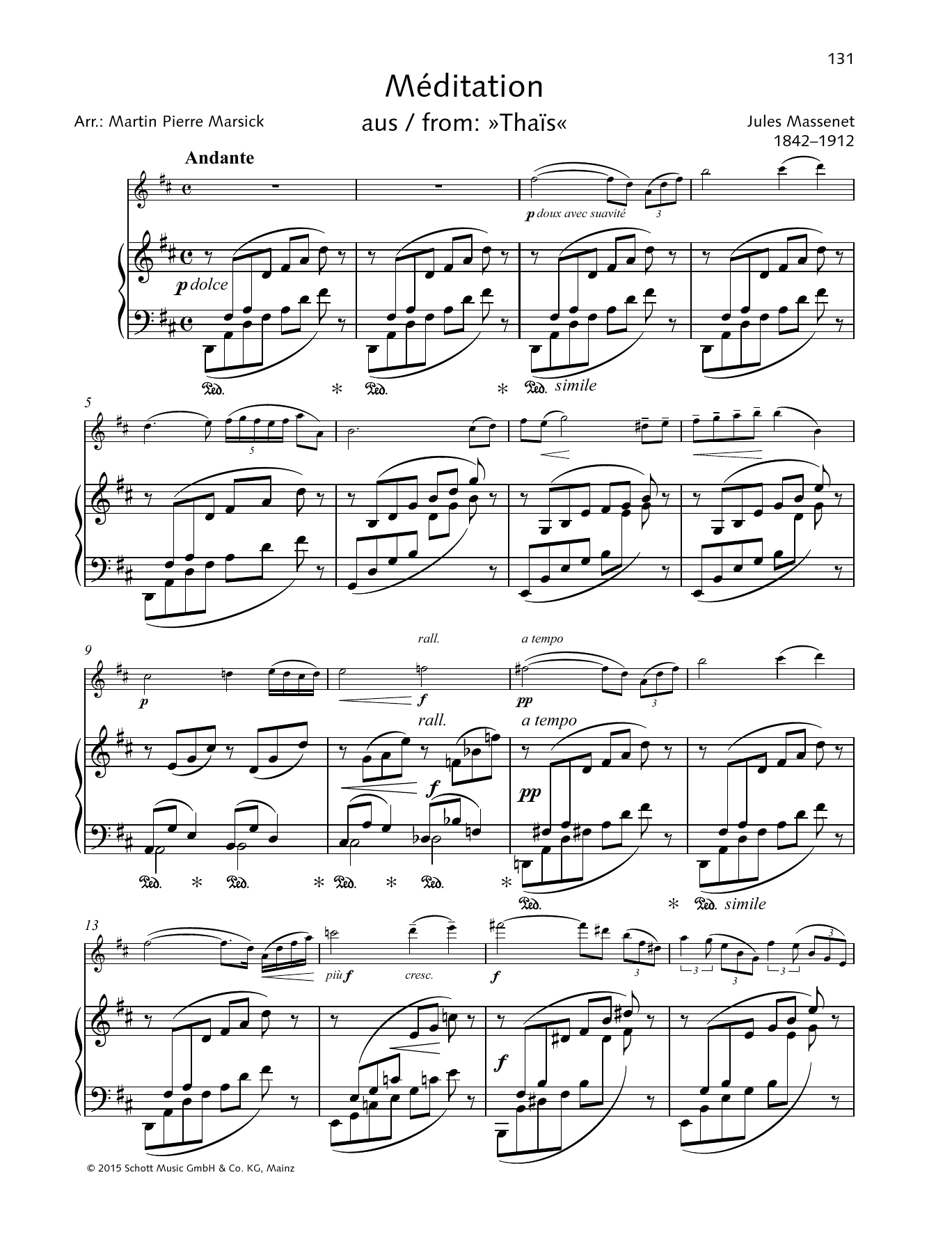 Download Jules Àmile Frédéric Massenet Meditation Sheet Music and learn how to play String Solo PDF digital score in minutes