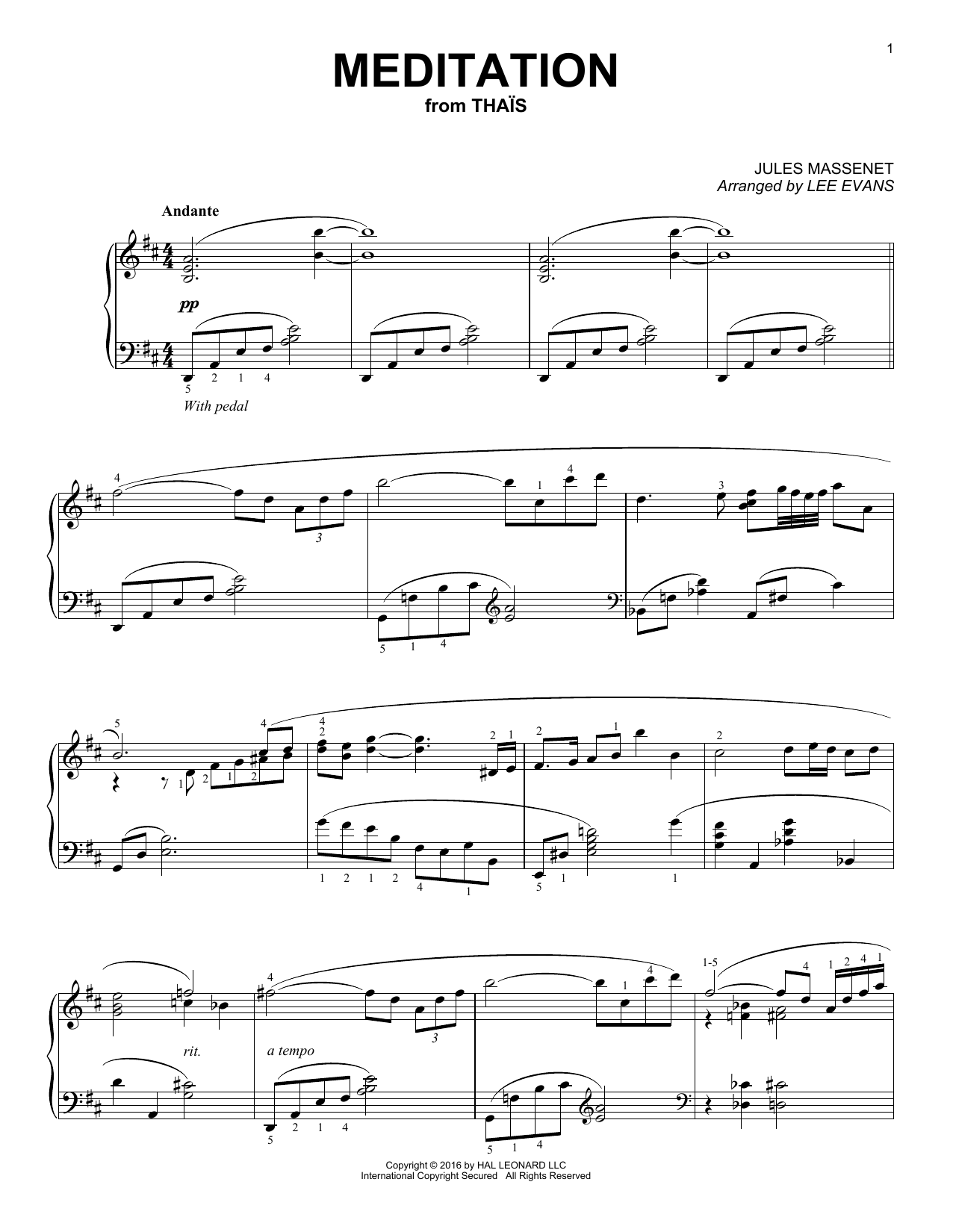 Download Lee Evans Meditation Sheet Music and learn how to play Piano PDF digital score in minutes