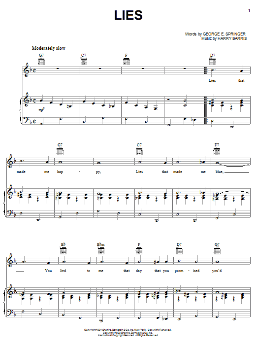 Download Julia Lee Lies Sheet Music and learn how to play Piano, Vocal & Guitar (Right-Hand Melody) PDF digital score in minutes