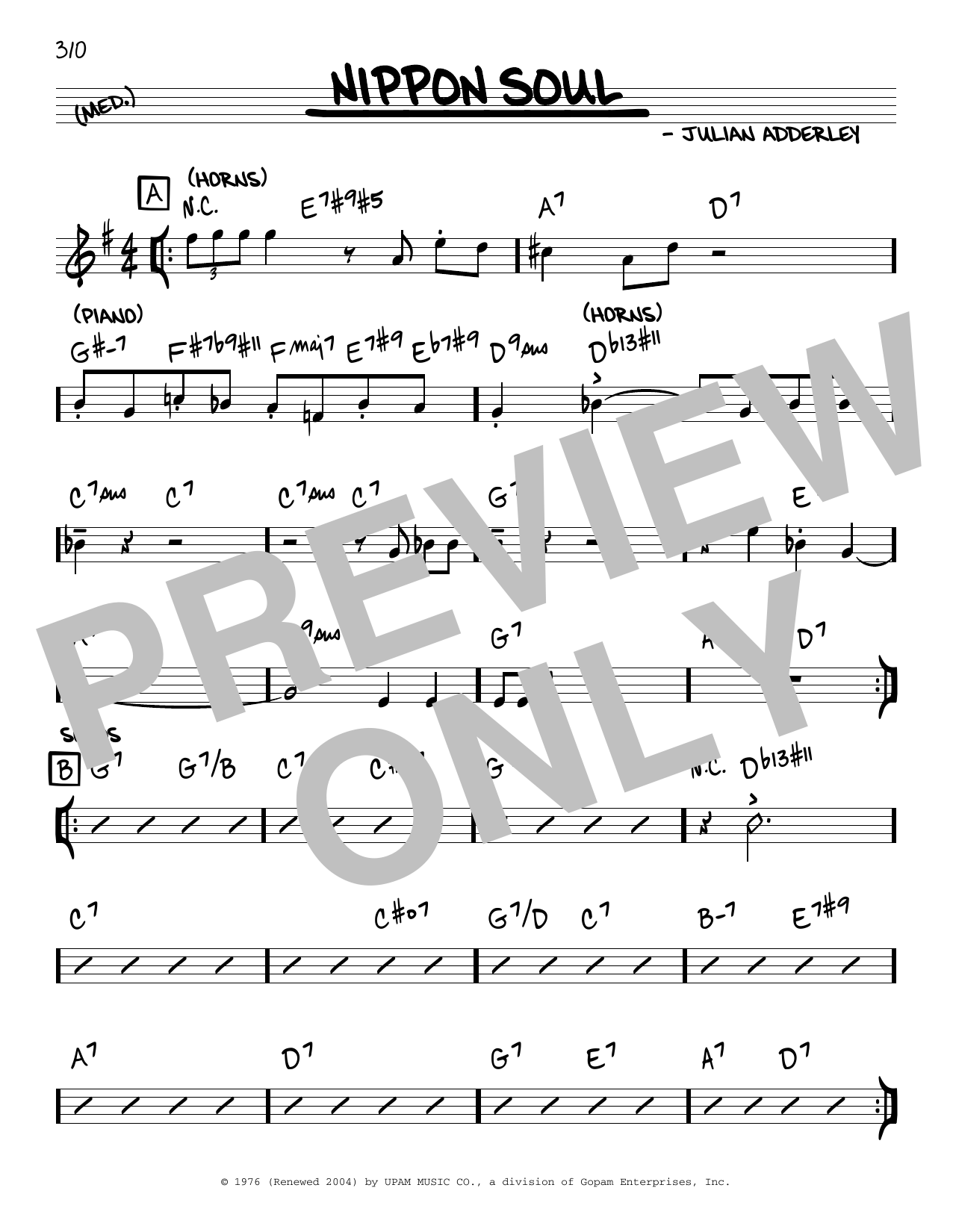 Download Julian Adderley Nippon Soul Sheet Music and learn how to play Real Book – Melody & Chords PDF digital score in minutes