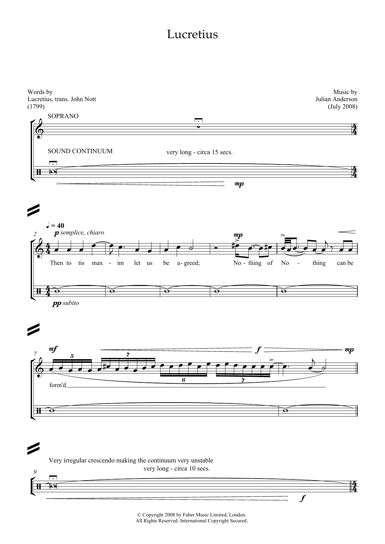 Download Julian Anderson Lucretius (for soprano & percussion) Sheet Music and learn how to play Piano & Vocal PDF digital score in minutes