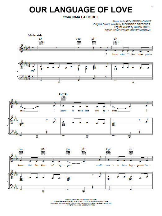 Download Julian More Our Language Of Love Sheet Music and learn how to play Melody Line, Lyrics & Chords PDF digital score in minutes