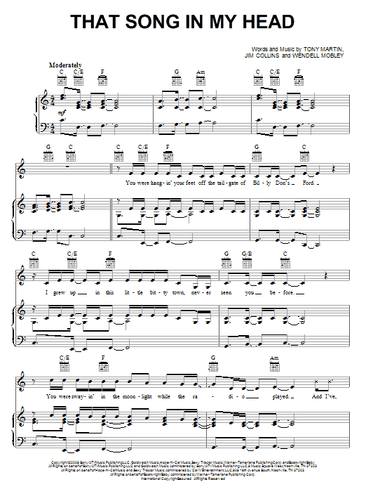 Download Julianne Hough That Song In My Head Sheet Music and learn how to play Piano, Vocal & Guitar (Right-Hand Melody) PDF digital score in minutes