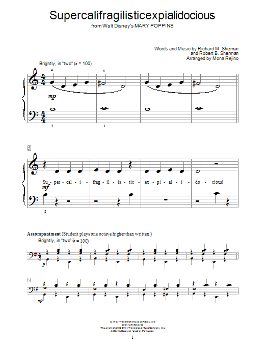 Download Bill Boyd Supercalifragilisticexpialidocious Sheet Music and learn how to play Easy Piano PDF digital score in minutes