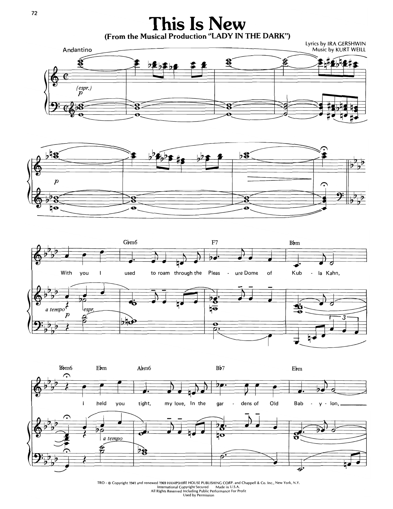 Download Julie Andrews This Is New (from Lady In The Dark) Sheet Music and learn how to play Piano, Vocal & Guitar Chords (Right-Hand Melody) PDF digital score in minutes