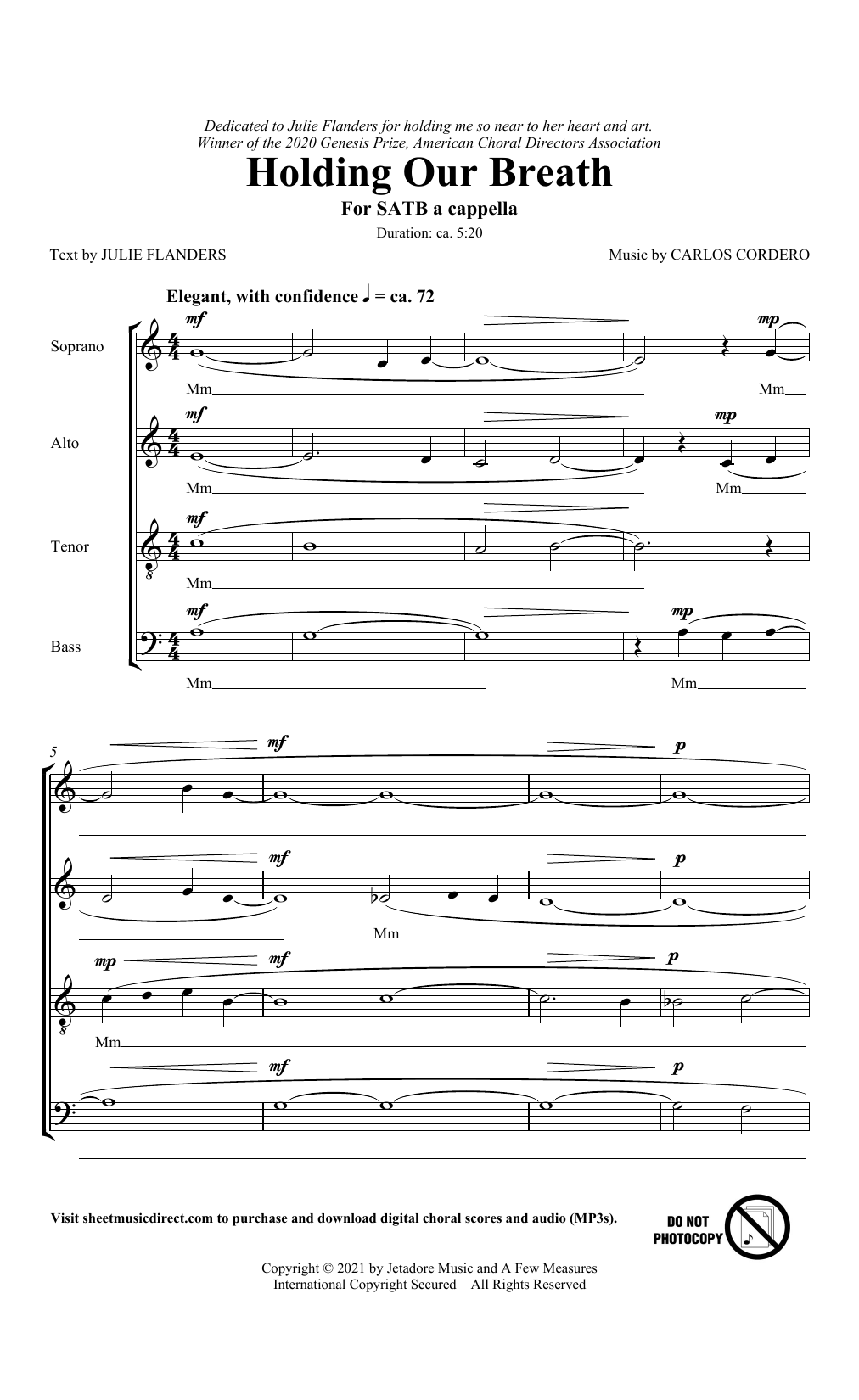 Download Julie Flanders and Carlos Cordero Holding Our Breath Sheet Music and learn how to play SATB Choir PDF digital score in minutes