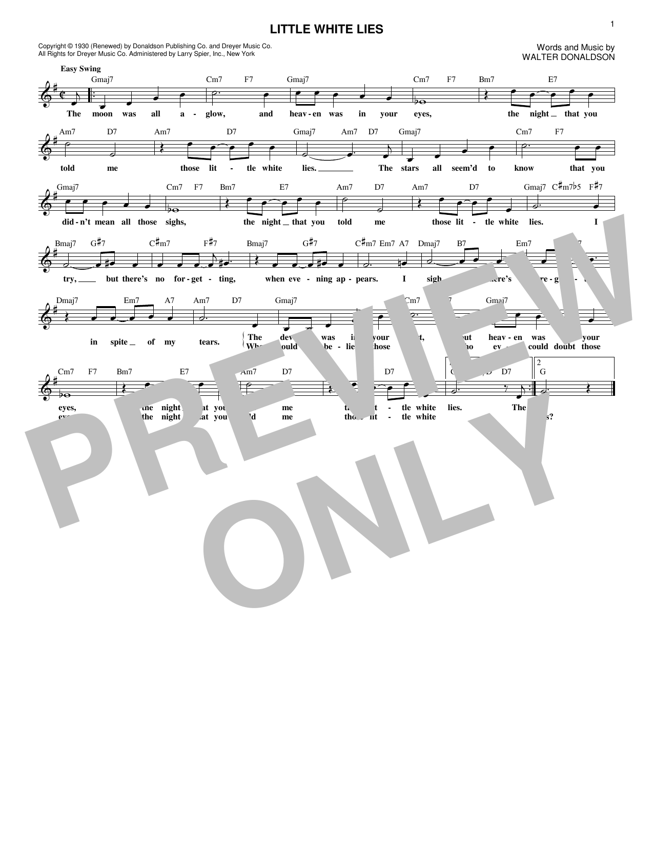 Download Julie London Little White Lies Sheet Music and learn how to play Lead Sheet / Fake Book PDF digital score in minutes