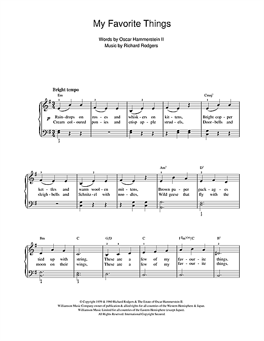 Julie Andrews My Favorite Things from The Sound Of Music Sheet 