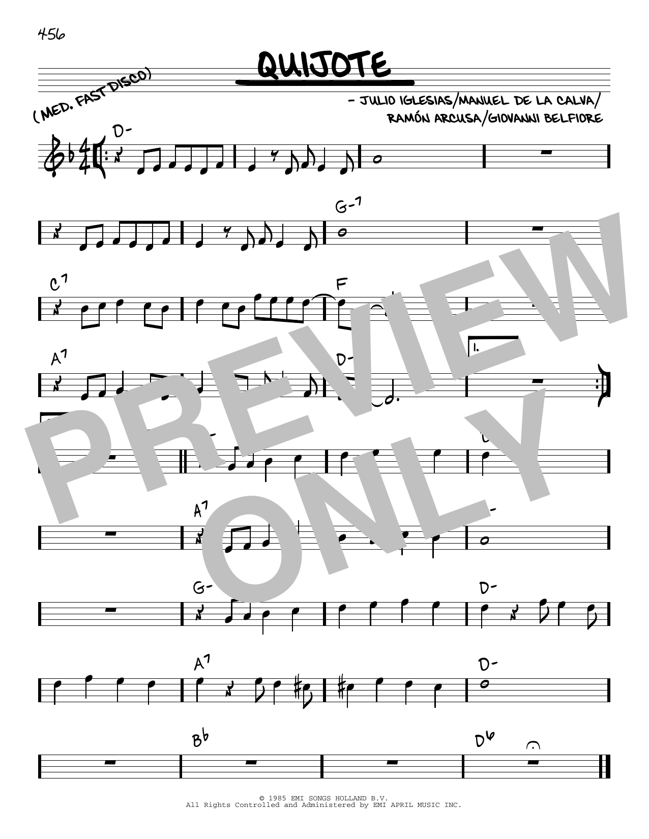 Download Julio Iglesias Quijote Sheet Music and learn how to play Real Book – Melody & Chords PDF digital score in minutes