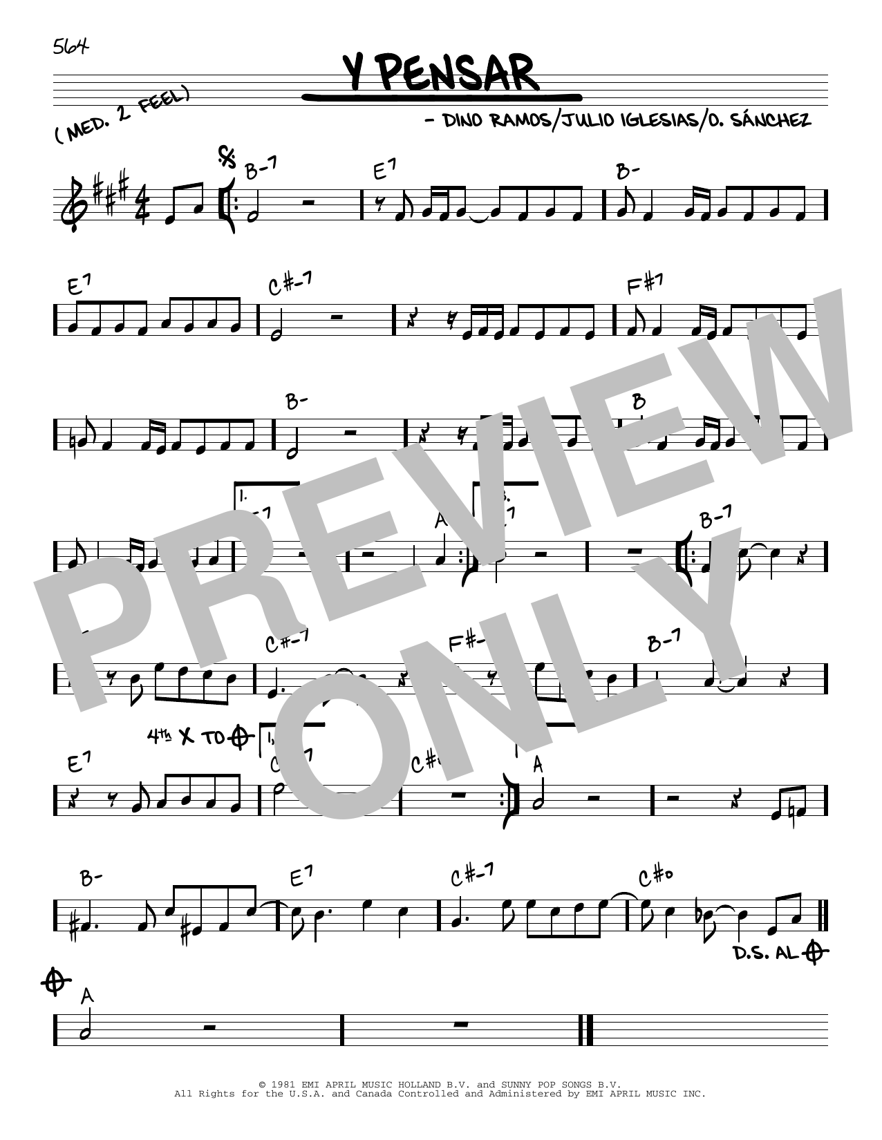 Download Julio Iglesias Y Pensar Sheet Music and learn how to play Real Book – Melody & Chords PDF digital score in minutes