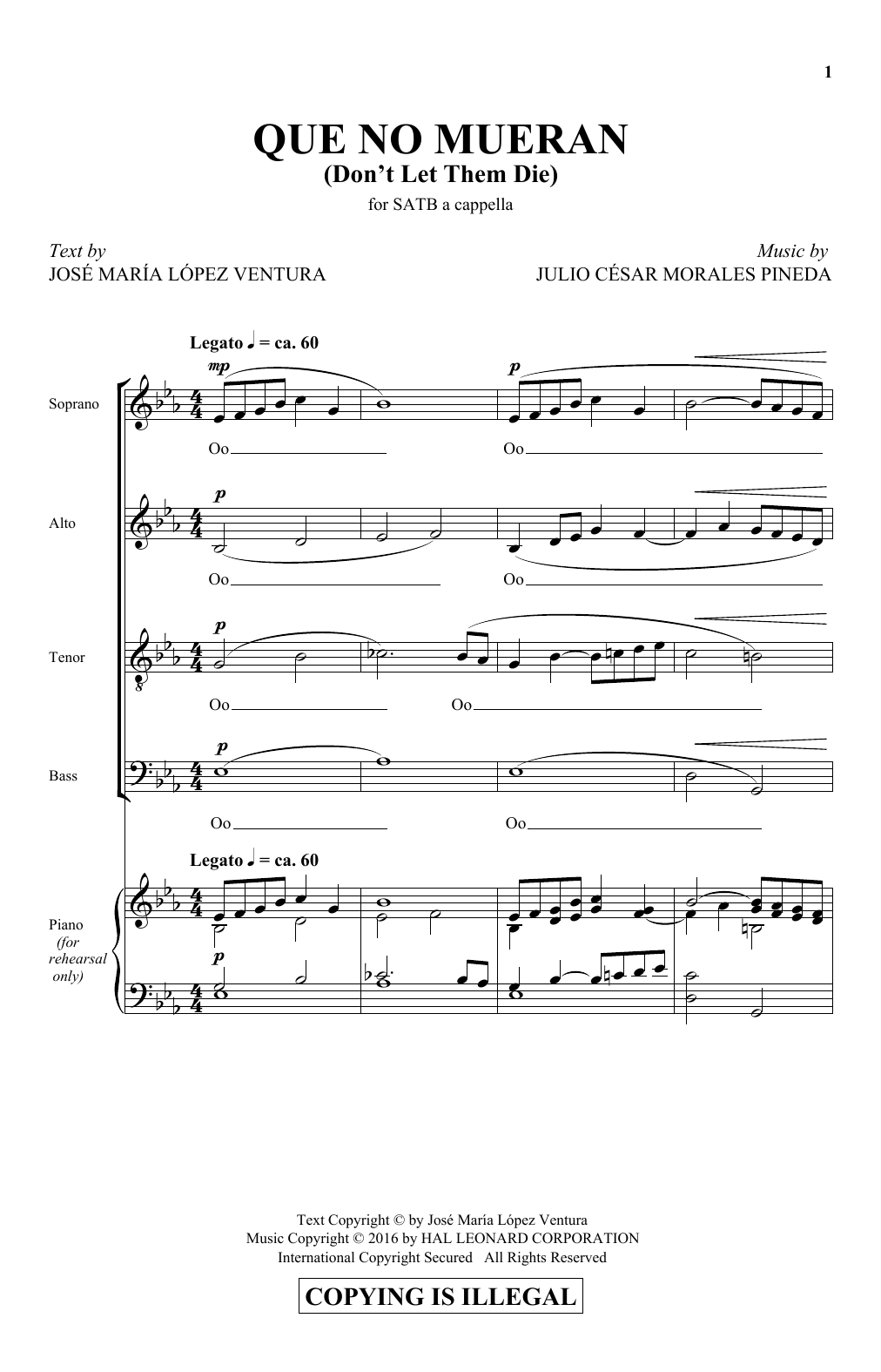 Download Julio Pineda Que No Mueran (Don't Let Them Die) Sheet Music and learn how to play SATB PDF digital score in minutes