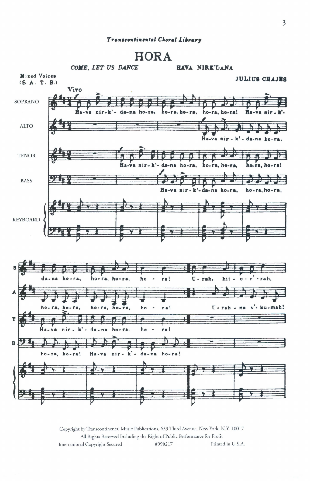Download Julius Chajes Hora (Come Let Us Dance) Sheet Music and learn how to play SATB Choir PDF digital score in minutes