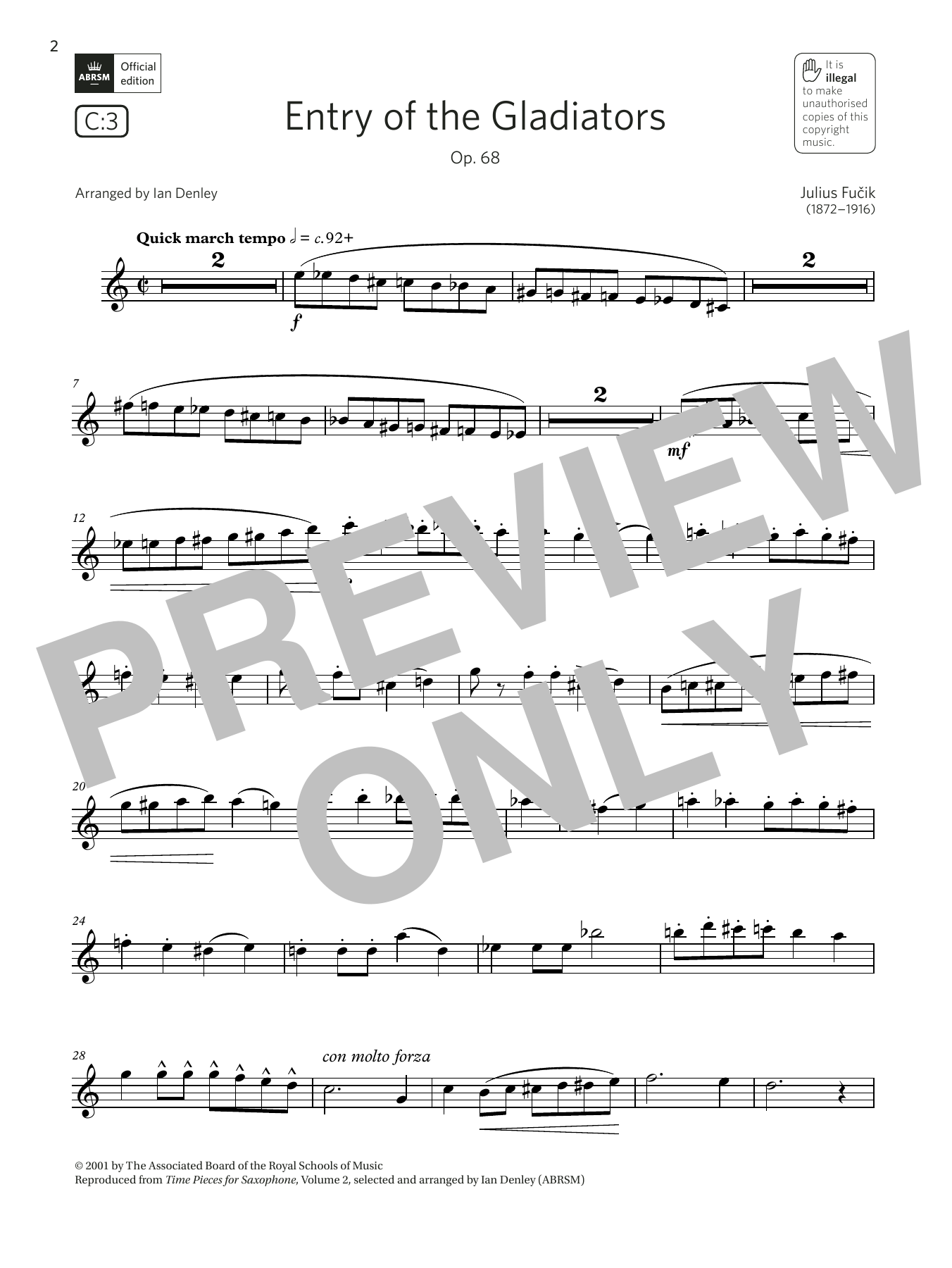 Download Julius Fucík Entry of the Gladiators, Op. 68 (Grade 4 List C3 from the ABRSM Saxophone sylla Sheet Music and learn how to play Alto Sax Solo PDF digital score in minutes