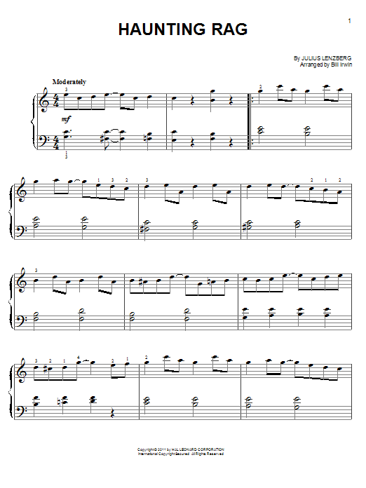 Download Julius Lenzberg Haunting Rag Sheet Music and learn how to play Easy Piano PDF digital score in minutes