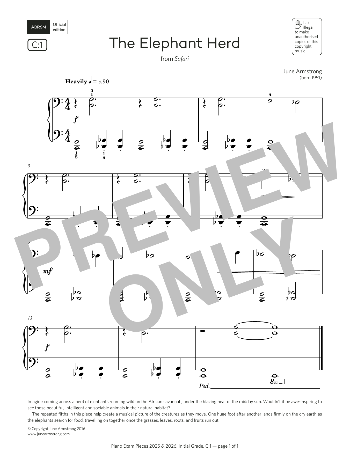 Download June Armstrong The Elephant Herd (Grade Initial, list C1, from the ABRSM Piano Syllabus 2025 & Sheet Music and learn how to play Piano Solo PDF digital score in minutes