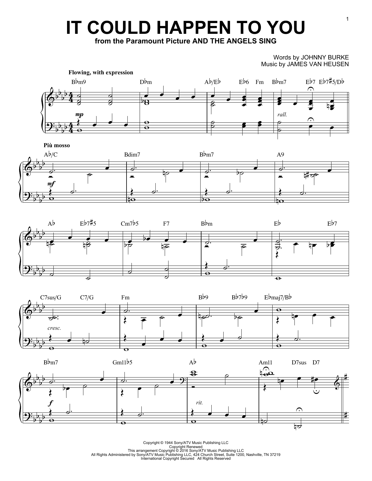 Download June Christy It Could Happen To You Sheet Music and learn how to play Piano PDF digital score in minutes