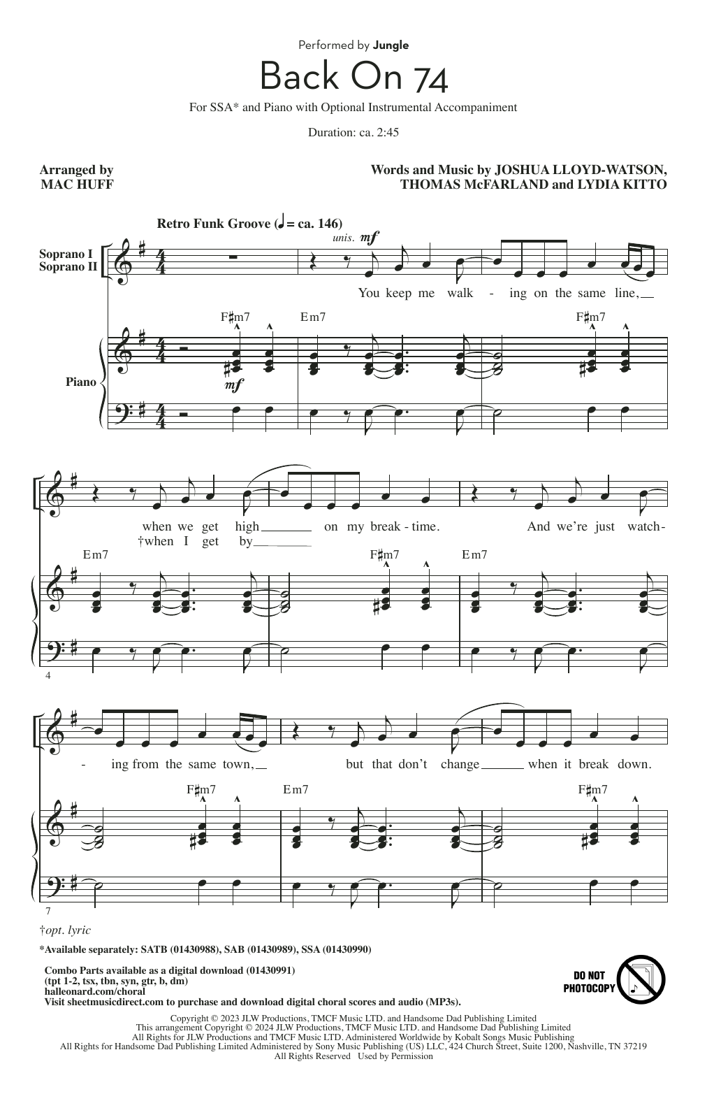 Download Jungle Back On 74 (arr. Mac Huff) Sheet Music and learn how to play SATB Choir PDF digital score in minutes