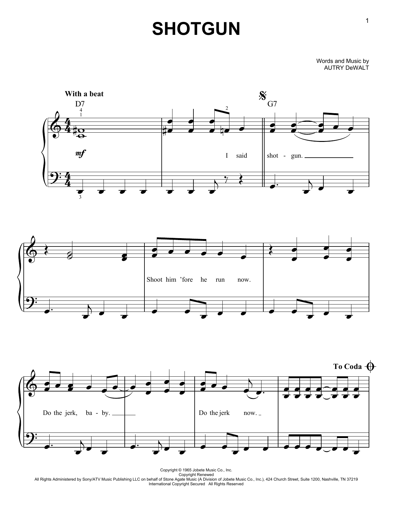 Download Junior Walker & The All-Stars Shotgun Sheet Music and learn how to play Real Book – Melody & Chords PDF digital score in minutes