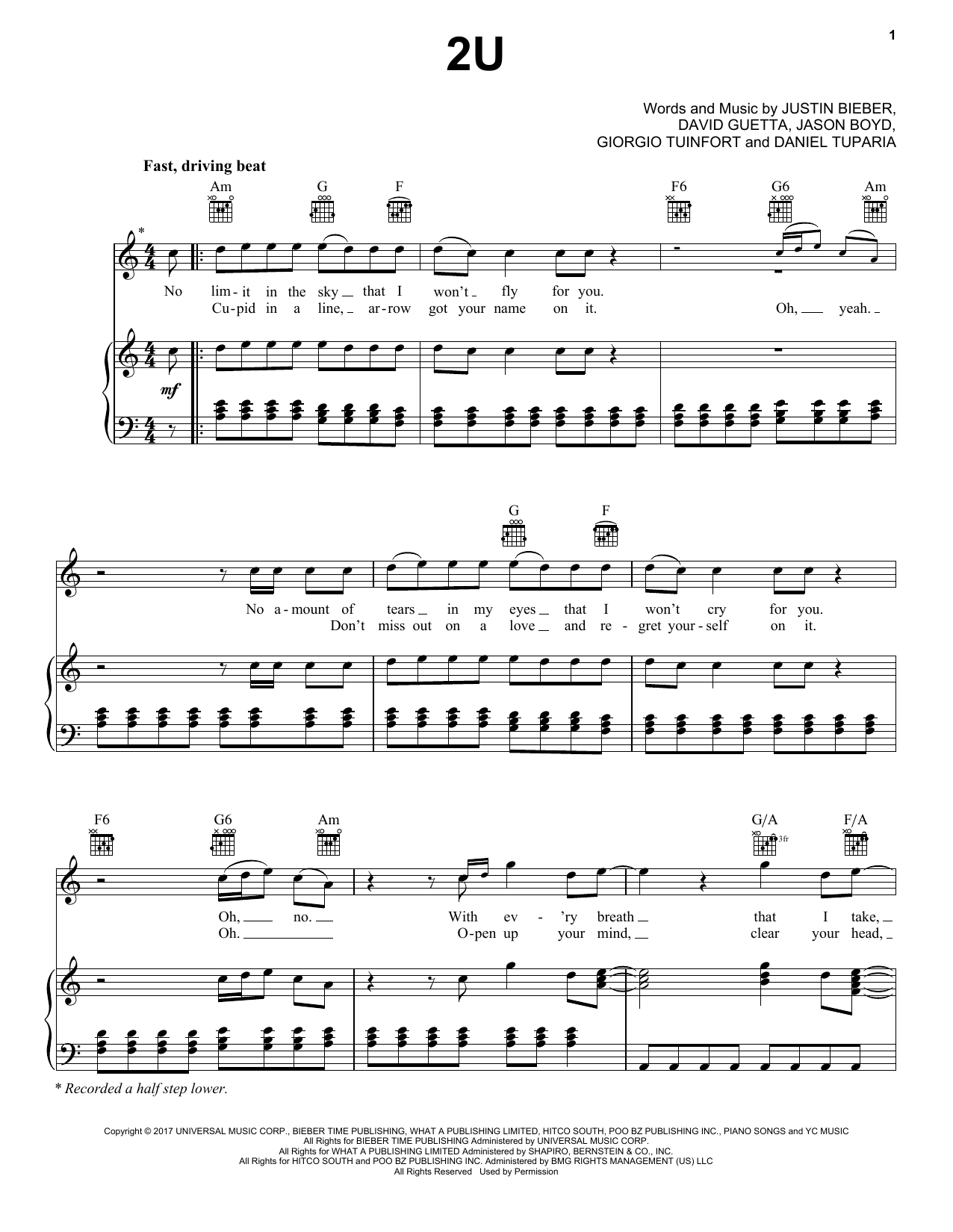 Download Justin Bieber & David Guetta 2U Sheet Music and learn how to play Ukulele PDF digital score in minutes