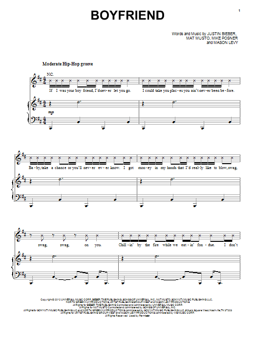 Download Justin Bieber Boyfriend Sheet Music and learn how to play Voice PDF digital score in minutes