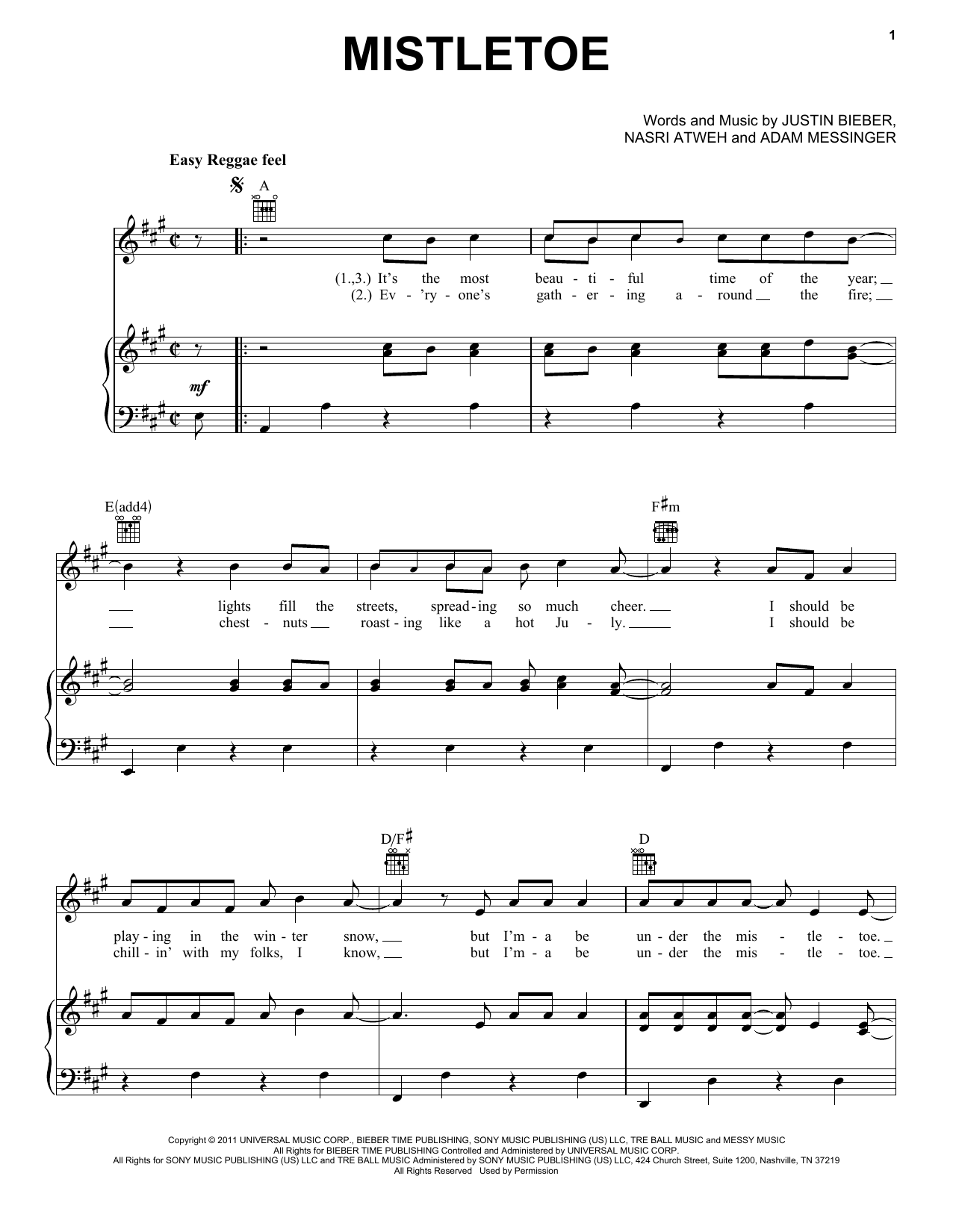 Download Justin Bieber Mistletoe Sheet Music and learn how to play Beginner Piano PDF digital score in minutes