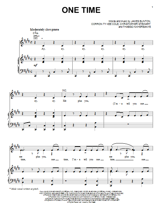 Download Justin Bieber One Time Sheet Music and learn how to play Voice PDF digital score in minutes