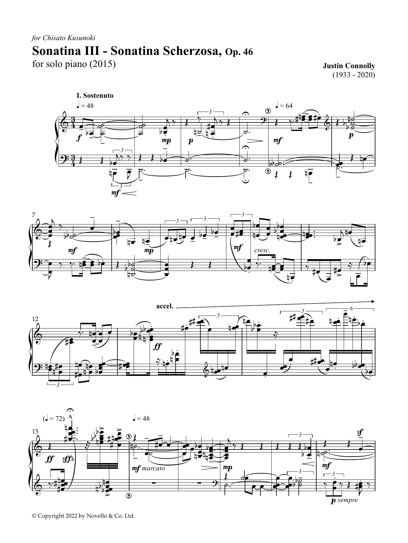 Download Justin Connolly Sonatina III Sheet Music and learn how to play Piano Solo PDF digital score in minutes