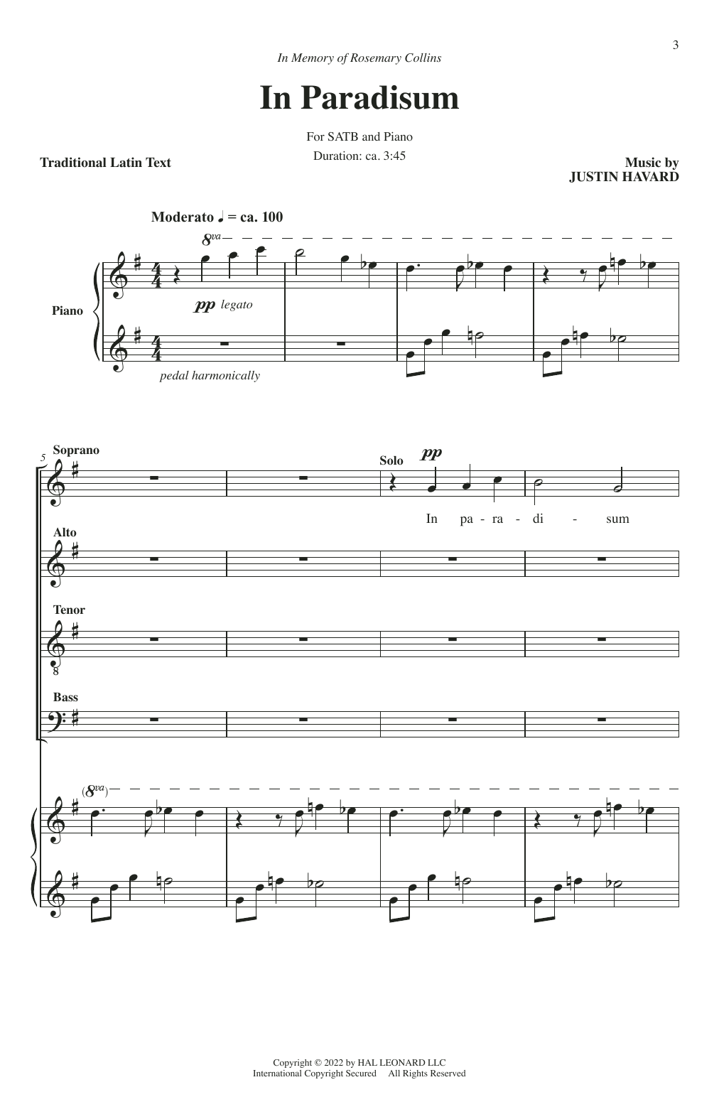 Download Justin Havard In Paradisum Sheet Music and learn how to play SATB Choir PDF digital score in minutes