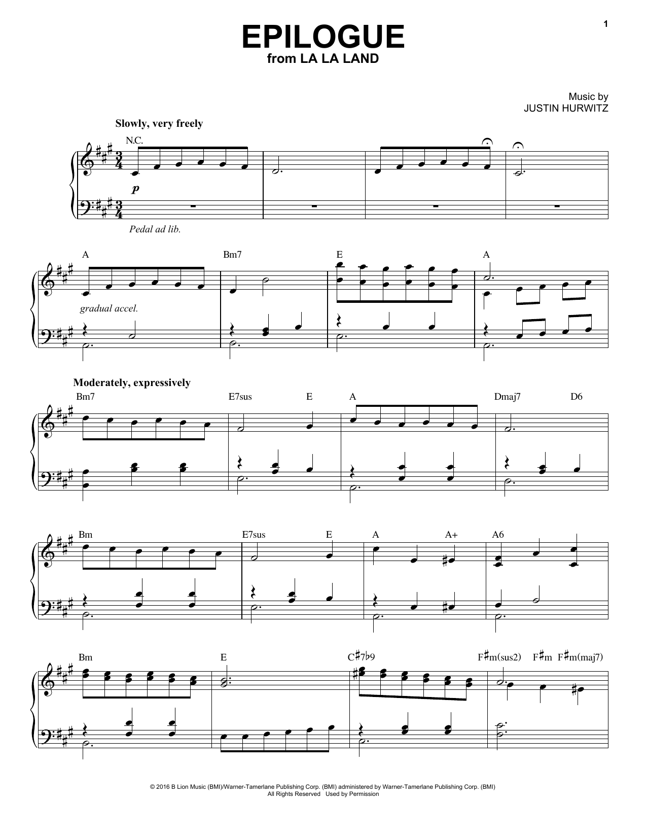 Download Justin Hurwitz Epilogue Sheet Music and learn how to play Piano Duet PDF digital score in minutes