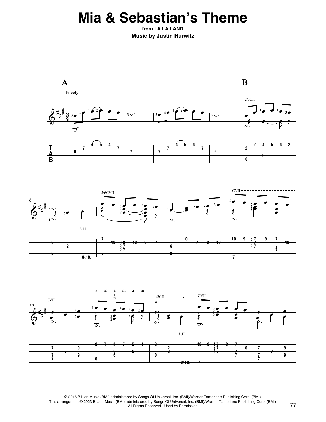 Download Justin Hurwitz Mia & Sebastian's Theme (from La La Land) Sheet Music and learn how to play Solo Guitar PDF digital score in minutes