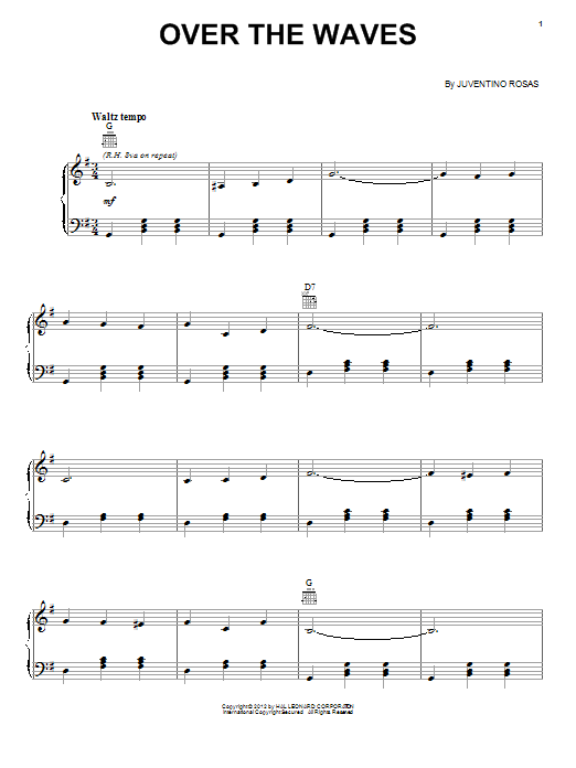 Download Juventino Rosas Over The Waves Sheet Music and learn how to play Piano PDF digital score in minutes