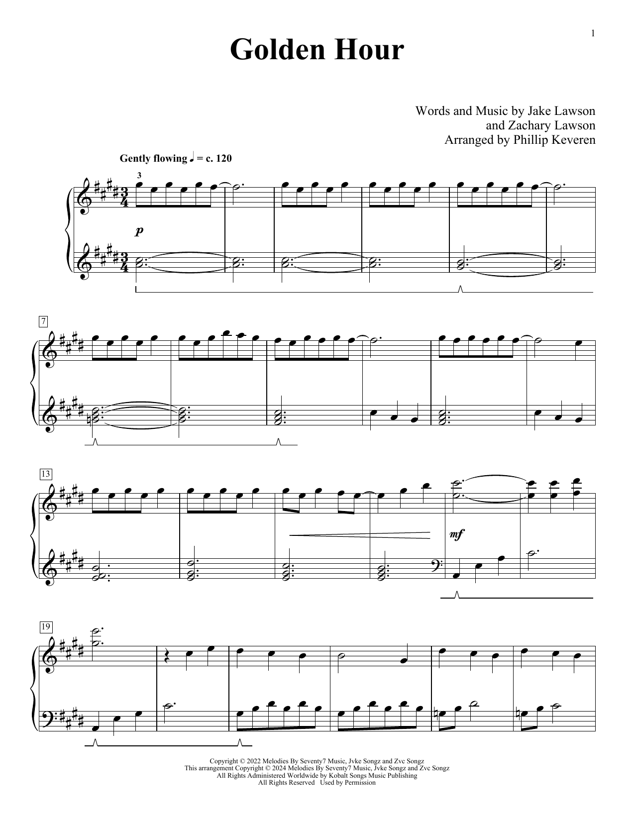 Download Jvke Golden Hour (arr. Phillip Keveren) Sheet Music and learn how to play Piano Solo PDF digital score in minutes