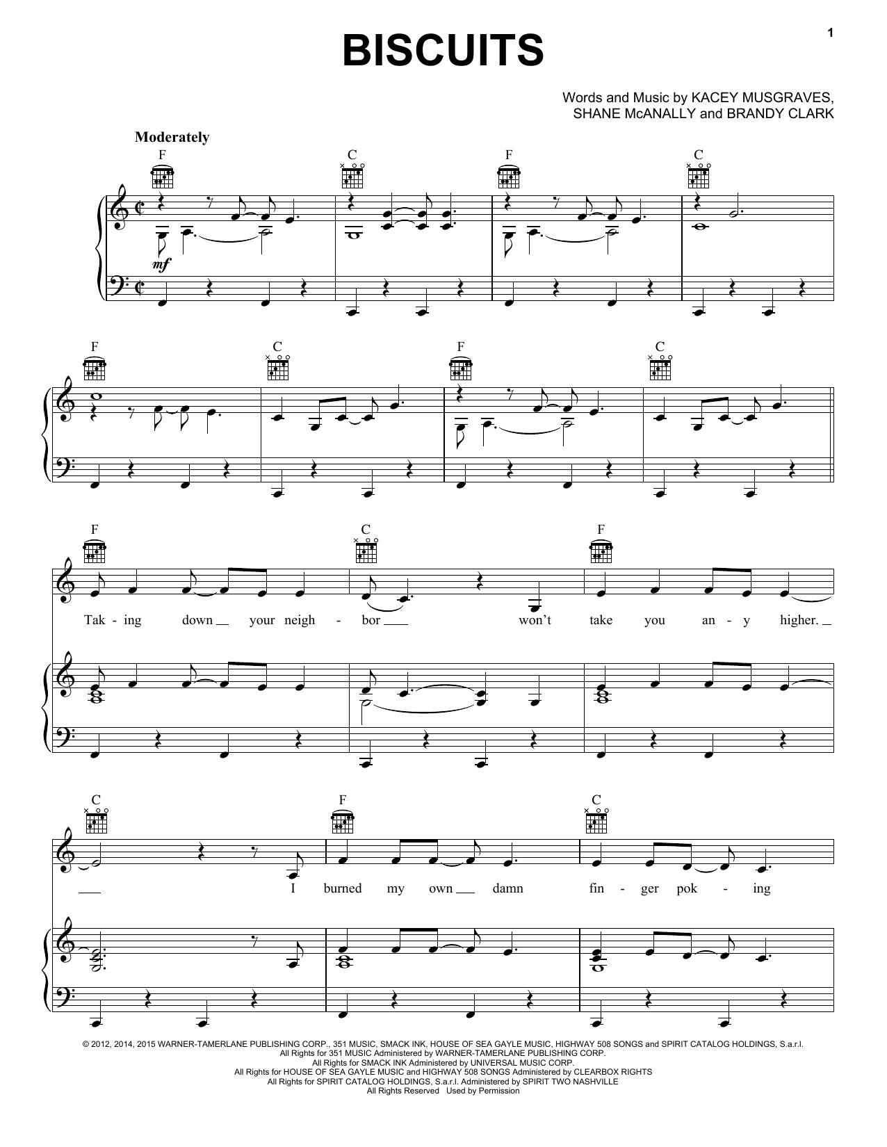 Download Kacey Musgraves Biscuits Sheet Music and learn how to play Easy Piano PDF digital score in minutes