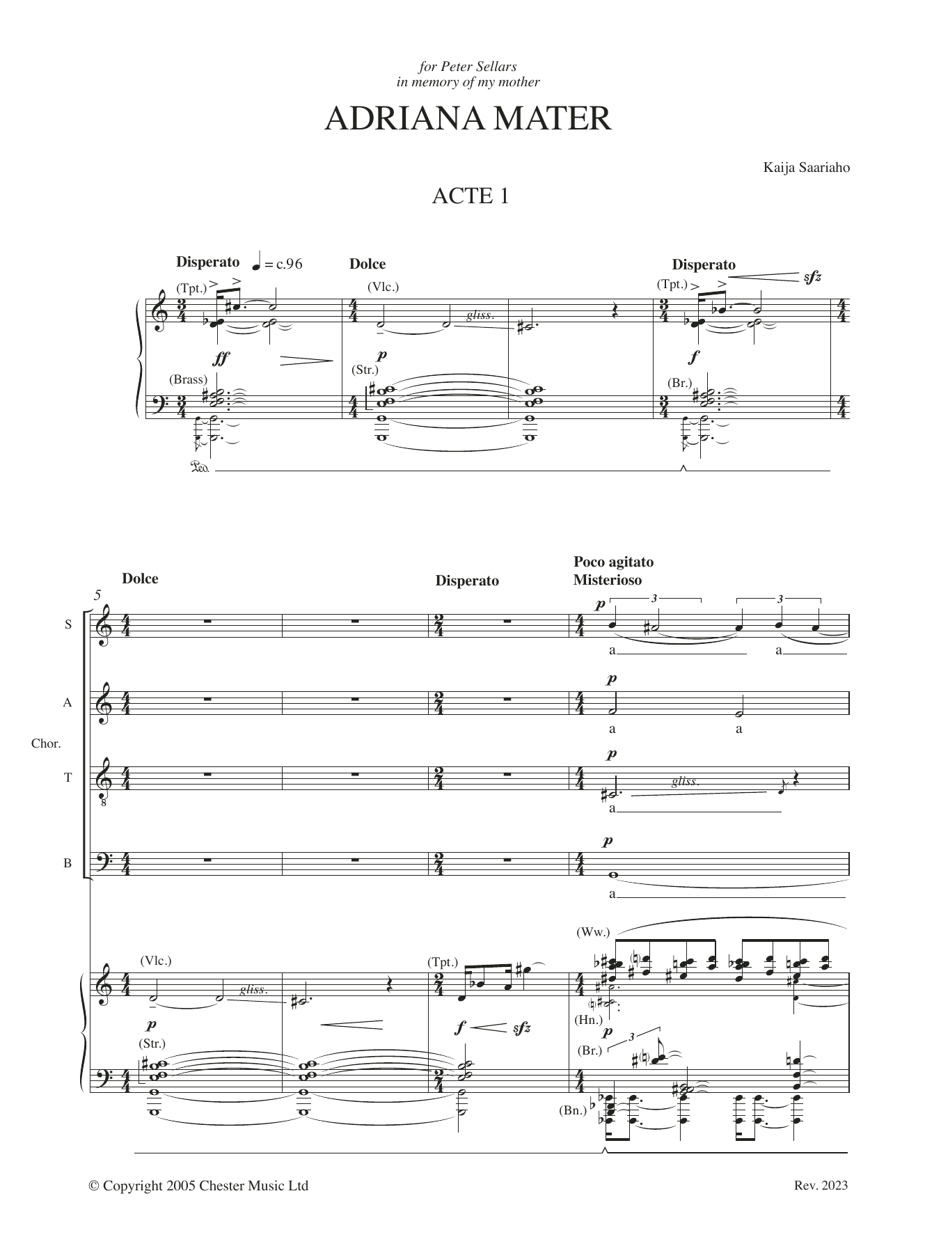 Download Kaija Saariaho Adriana Mater (vocal score) Sheet Music and learn how to play Choir PDF digital score in minutes