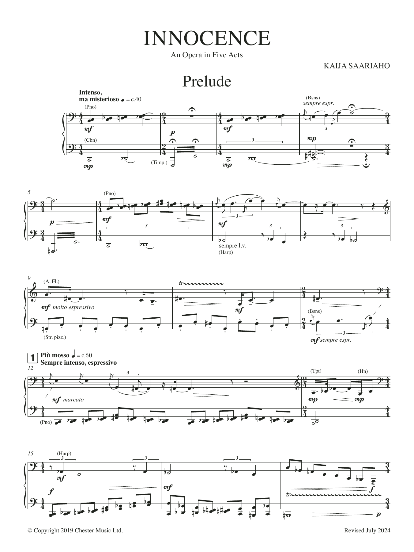 Download Kaija Saariaho Innocence (Vocal Score) Sheet Music and learn how to play Choir PDF digital score in minutes
