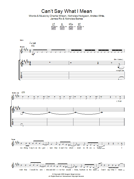 Download Kaiser Chiefs Can't Say What I Mean Sheet Music and learn how to play Guitar Tab PDF digital score in minutes