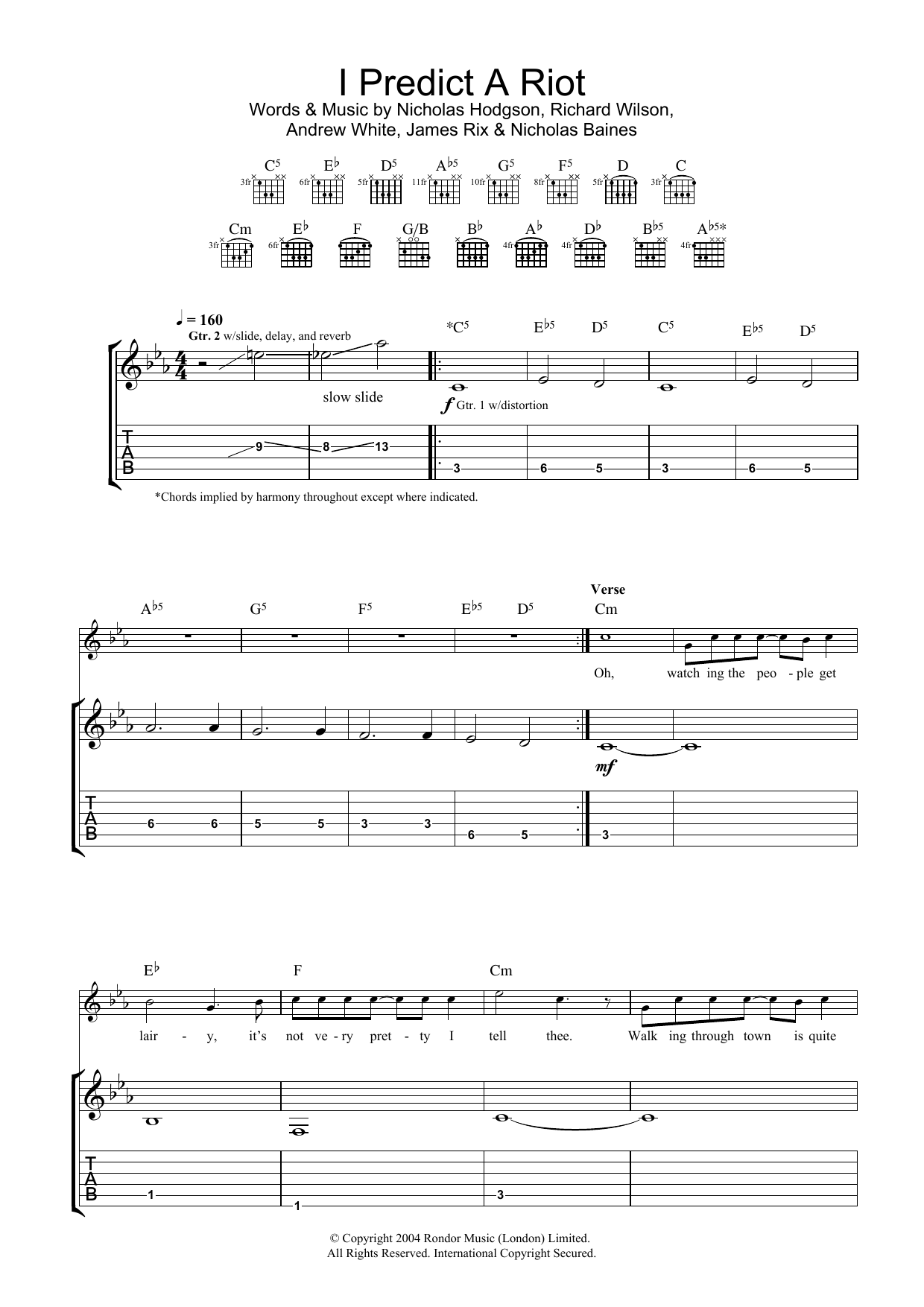 Download Kaiser Chiefs I Predict A Riot Sheet Music and learn how to play Ukulele with strumming patterns PDF digital score in minutes