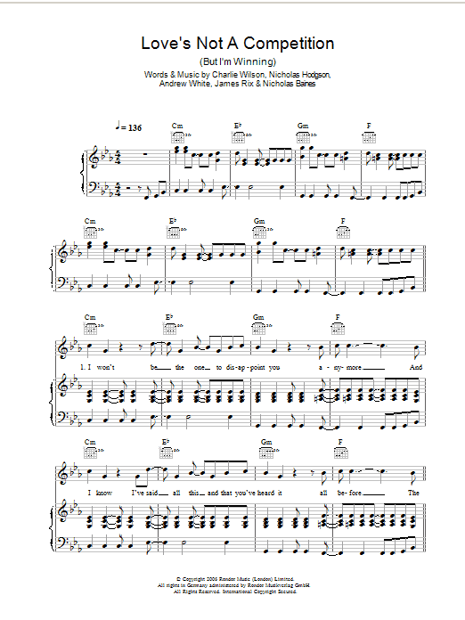 Download Kaiser Chiefs Love's Not A Competition (But I'm Winning) Sheet Music and learn how to play Guitar Tab PDF digital score in minutes