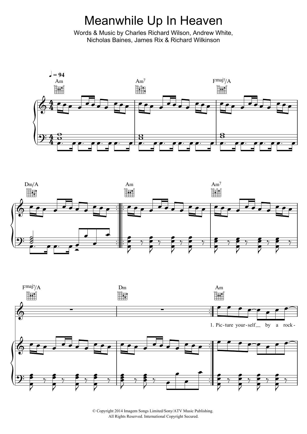 Download Kaiser Chiefs Meanwhile Up In Heaven Sheet Music and learn how to play Piano, Vocal & Guitar (Right-Hand Melody) PDF digital score in minutes