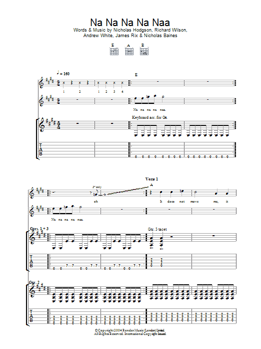 Download Kaiser Chiefs Na Na Na Na Naa Sheet Music and learn how to play Guitar Tab PDF digital score in minutes