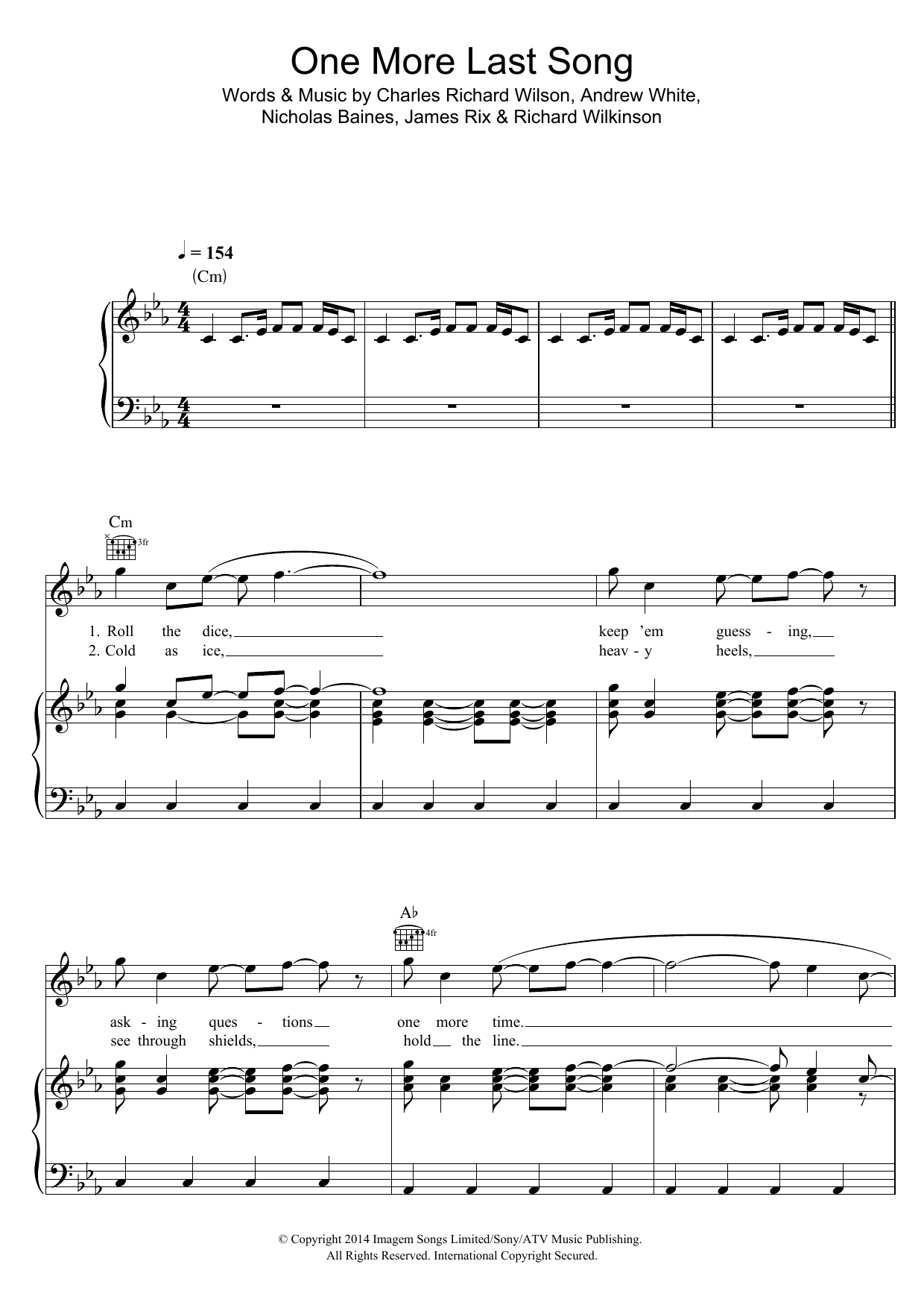 Download Kaiser Chiefs One More Last Song Sheet Music and learn how to play Piano, Vocal & Guitar (Right-Hand Melody) PDF digital score in minutes