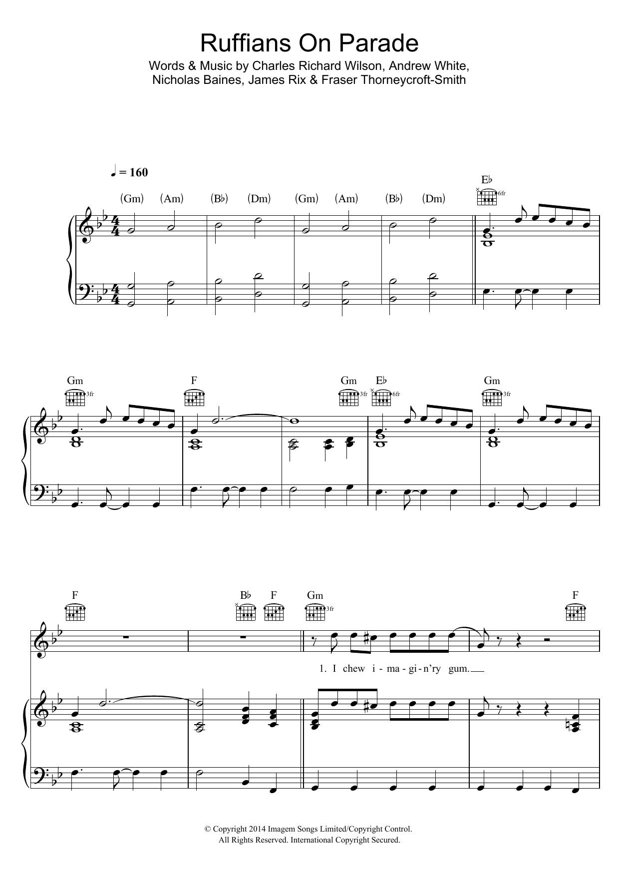 Download Kaiser Chiefs Ruffians On Parade Sheet Music and learn how to play Piano, Vocal & Guitar (Right-Hand Melody) PDF digital score in minutes