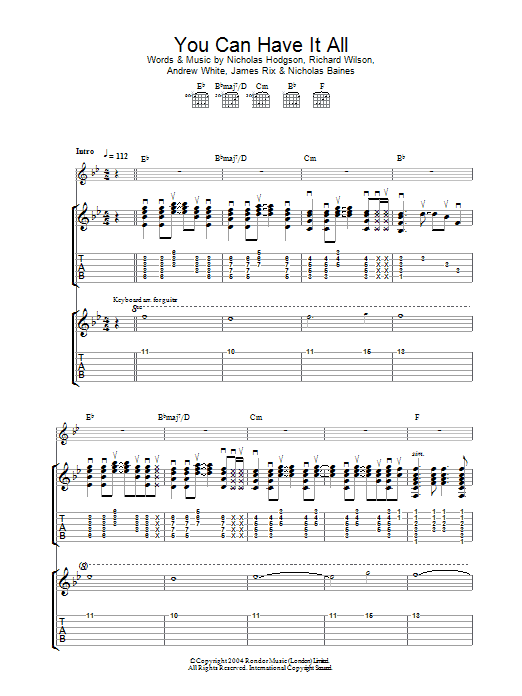 Download Kaiser Chiefs You Can Have It All Sheet Music and learn how to play Guitar Tab PDF digital score in minutes