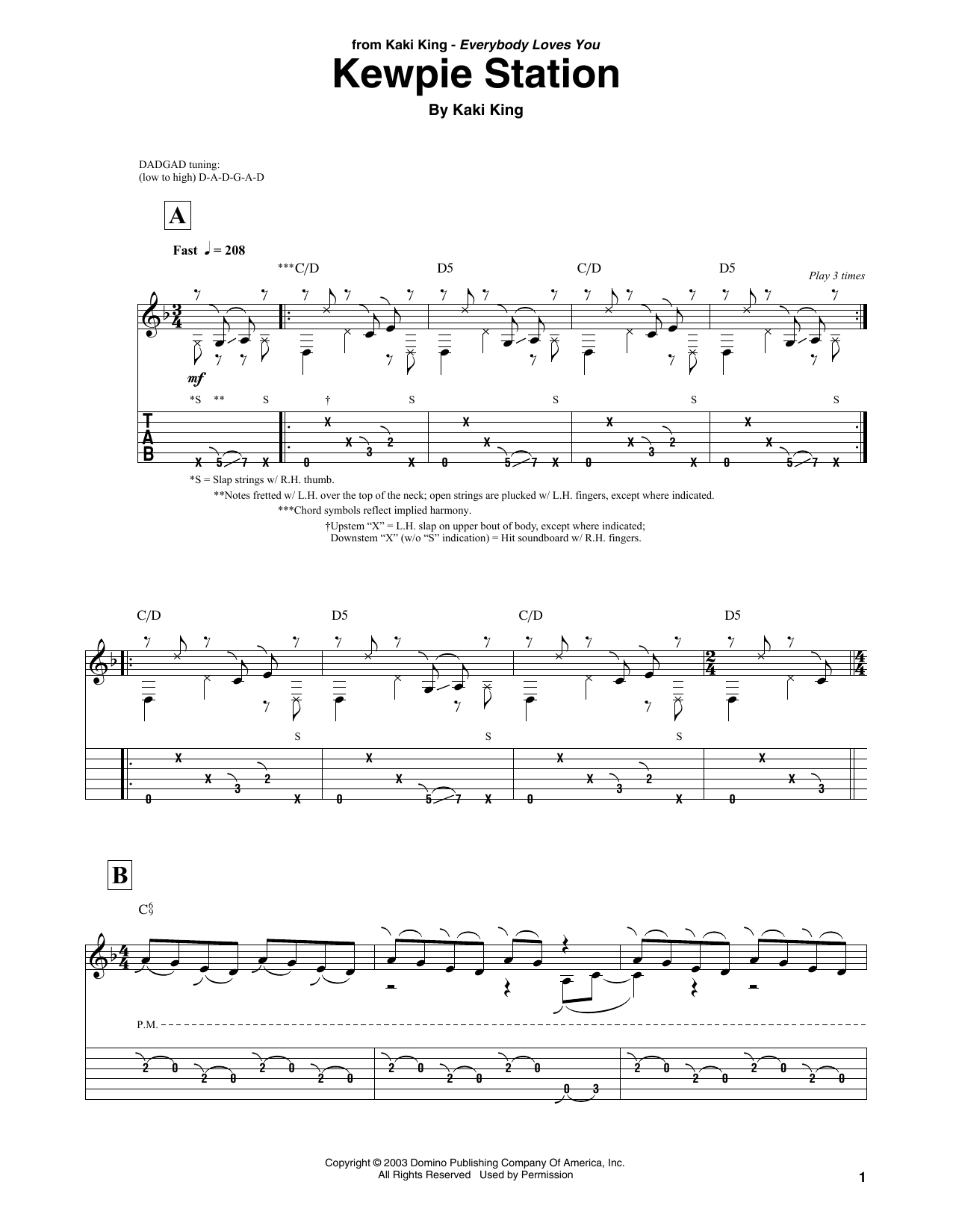 Download Kaki King Kewpie Station Sheet Music and learn how to play Solo Guitar PDF digital score in minutes