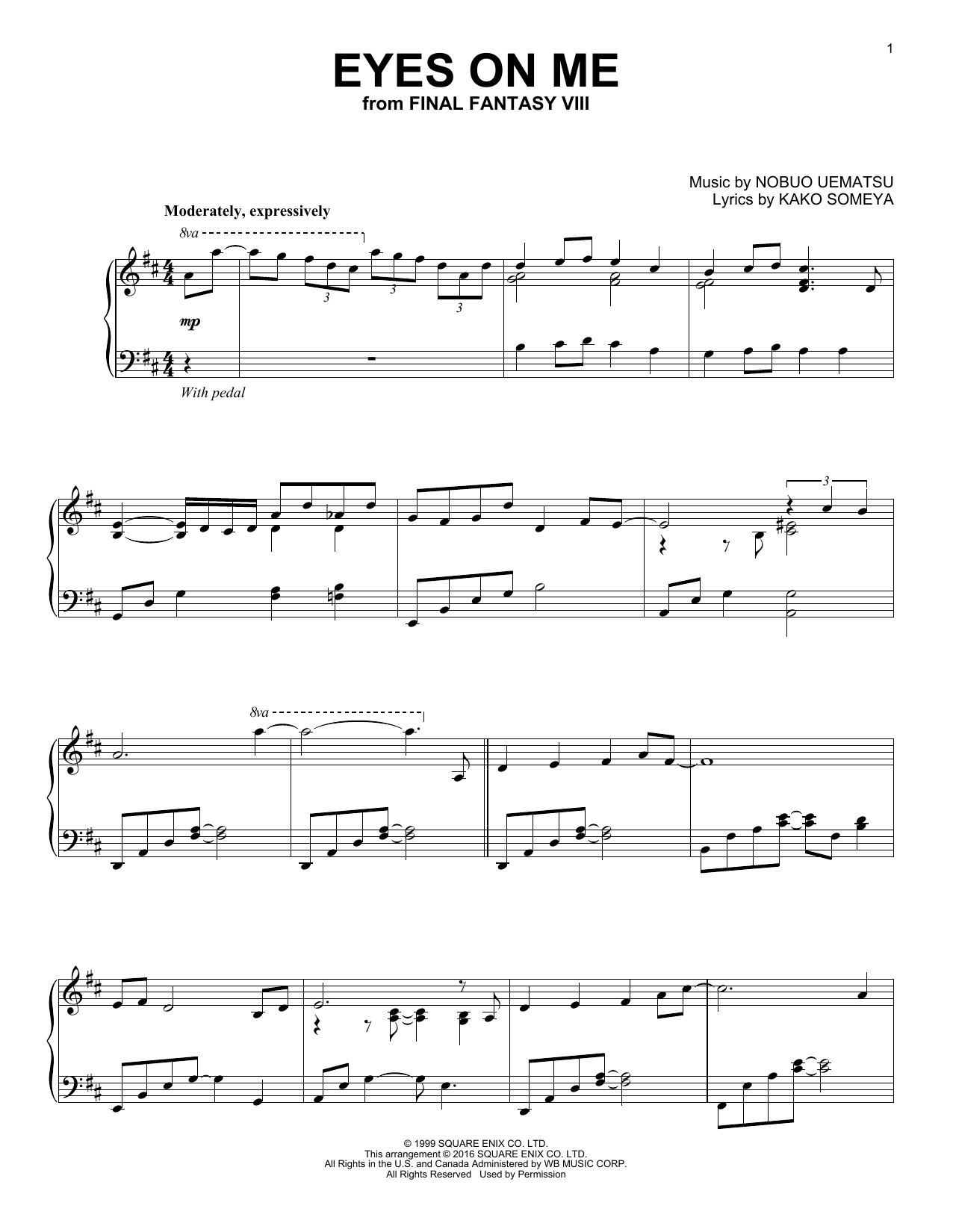 Download Kako Someya Eyes On Me Sheet Music and learn how to play Piano PDF digital score in minutes
