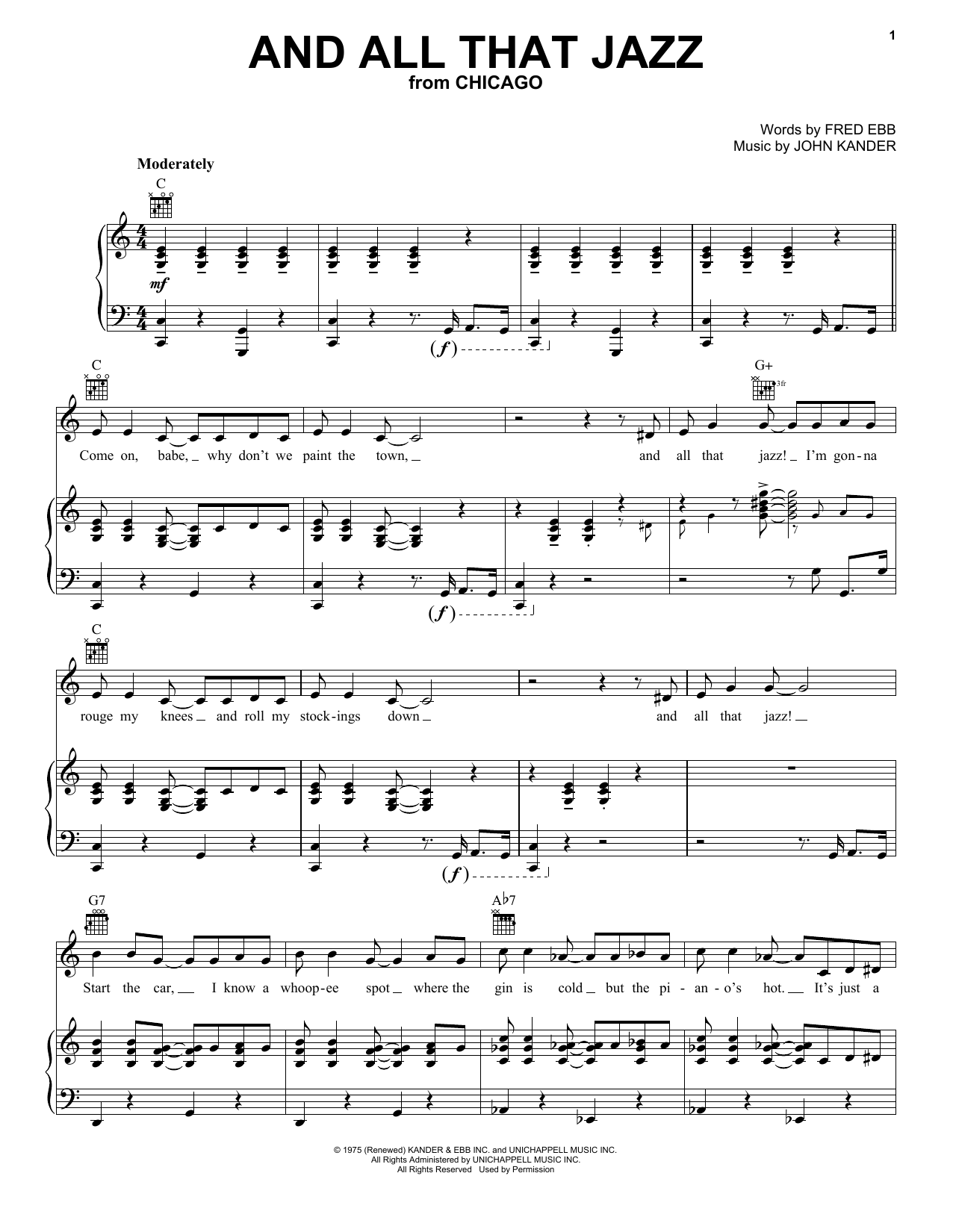 Download Kander & Ebb And All That Jazz Sheet Music and learn how to play Piano & Vocal PDF digital score in minutes